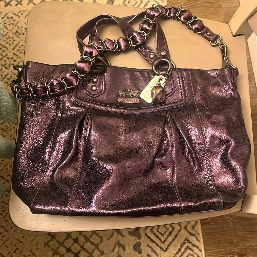 Coach Madison Large satchel-all  leather metallic handbag and Wallet!
